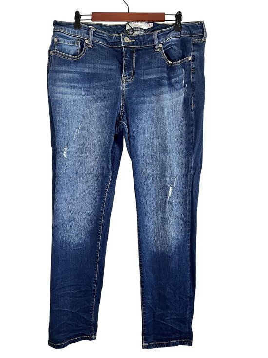 torrid Denim - Torrid Boyfriend Denim Jeans 18R Blue Distressed Neutral Faded Classic Chic
